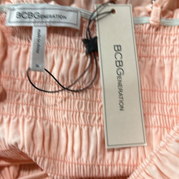 BCBGeneration Pink Smocked Ruffle Crop Top - Picture 5 of 6